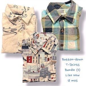 LIKE NEW Kids Summer Button-Down T-Shirt Bundle (Set of 3) - Multicolor (18 mos)